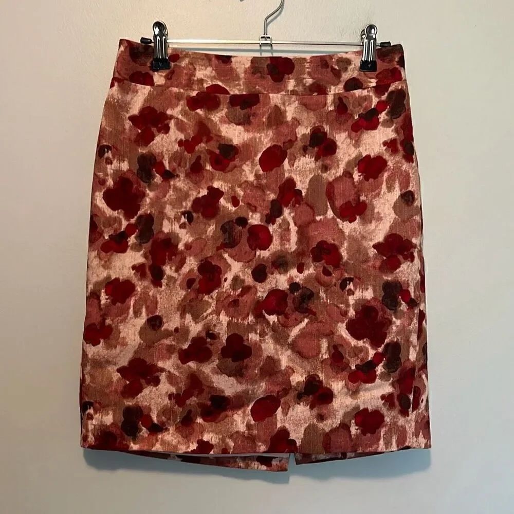 Ann Taylor Women's Multicolor Watercolor Floral StraightโPencil Skirt Sizeโ2P
